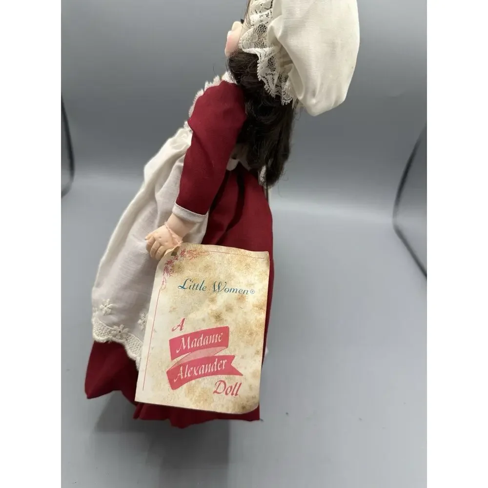 Vintage Madame Alexander Little Women Beth Doll Tagged Red Dress Bonnet 10”
